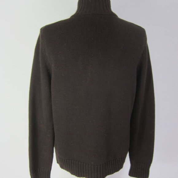 Ralph Lauren Women P M Petite Medium Brown Mock Neck 1/4 Zip Cotton Sweater - Picture 2 of 7